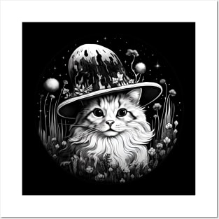 Surrealistic cat in the hat Posters and Art